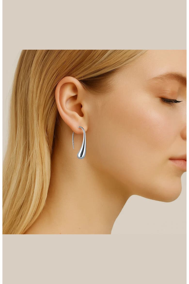 Isabella Eternal Drops Dainty Teardrop Dome Earrings, Alternate, color, Silver