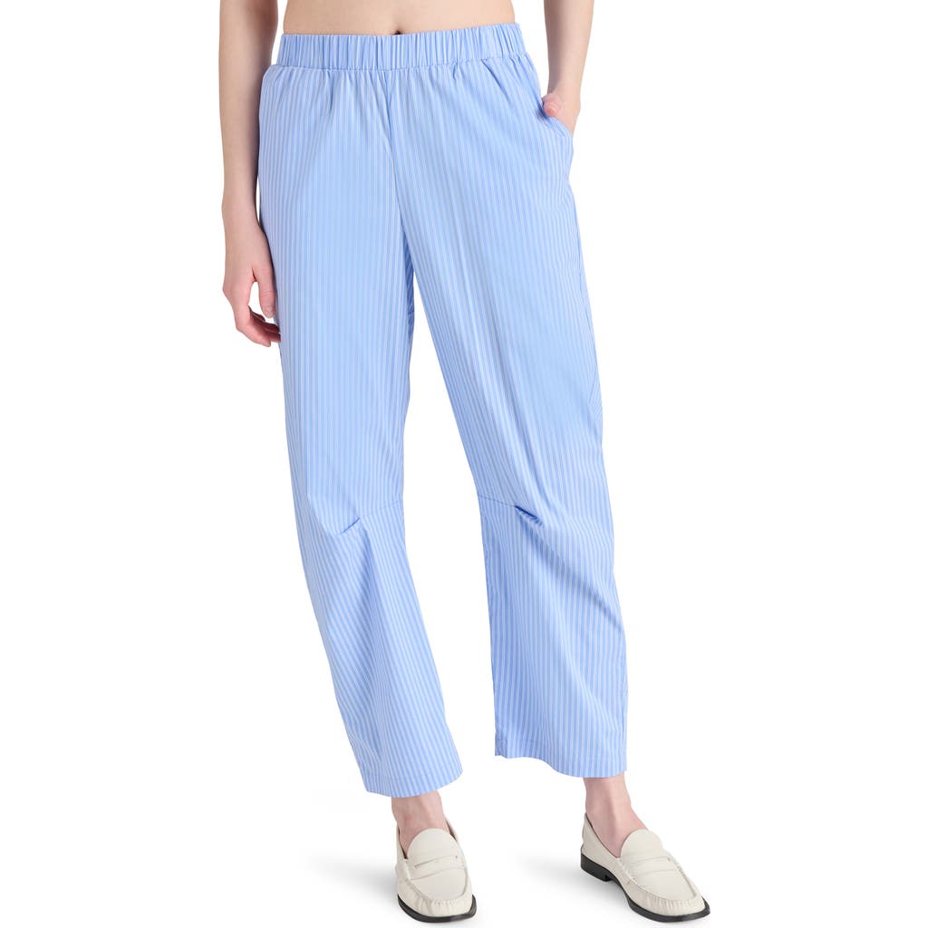 Steve Madden Womens Tula Striped Button Front Shirt Saelyn Striped Barrel Leg Pants In Vintage Blue