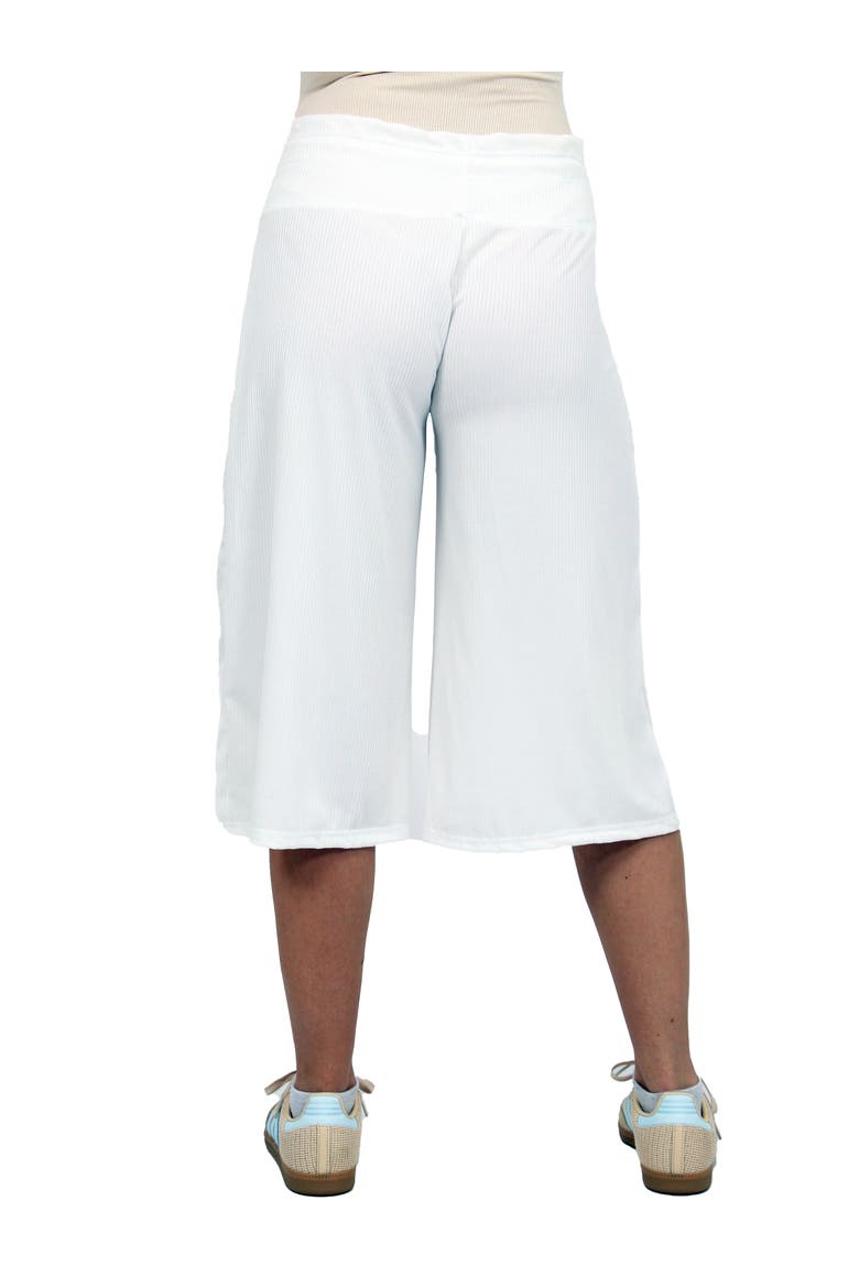 Womens Basic Ribbed Knit Drawstring Flared Capri Pants, Alternate, color, Ivory