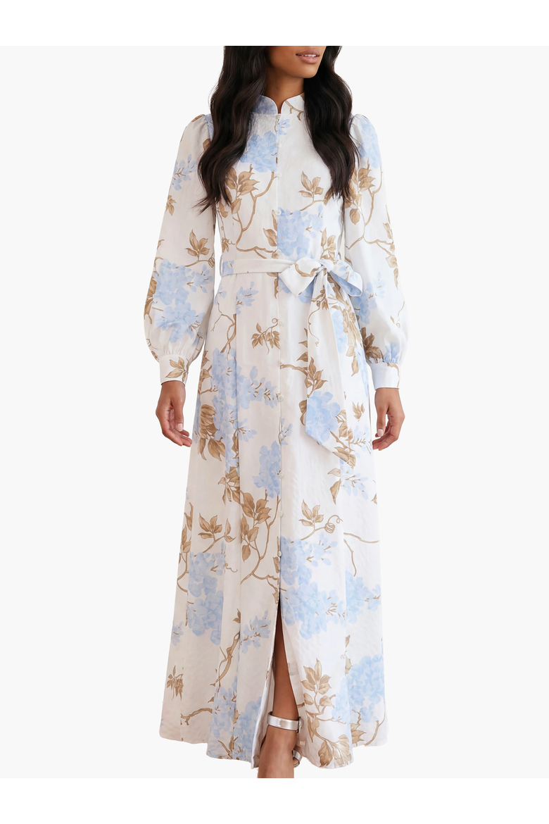 Wisteria Jacquard Shirt Dress, Main, color, Optic White/Blue