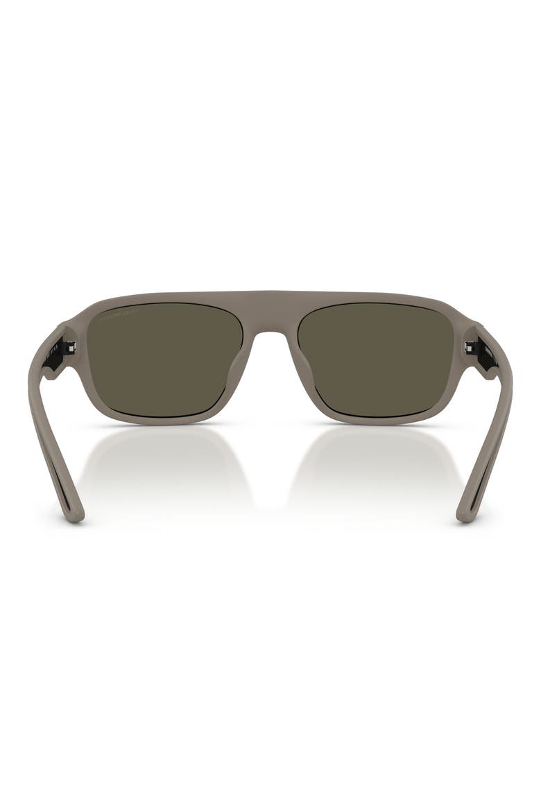 55mm Rectangle Sunglasses, Alternate, color, RUBBERIZED MATTE BROWN / GREY