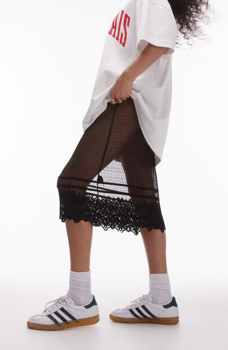 Topshop '90s Sheer Lace Skirt, Alternate, color,
