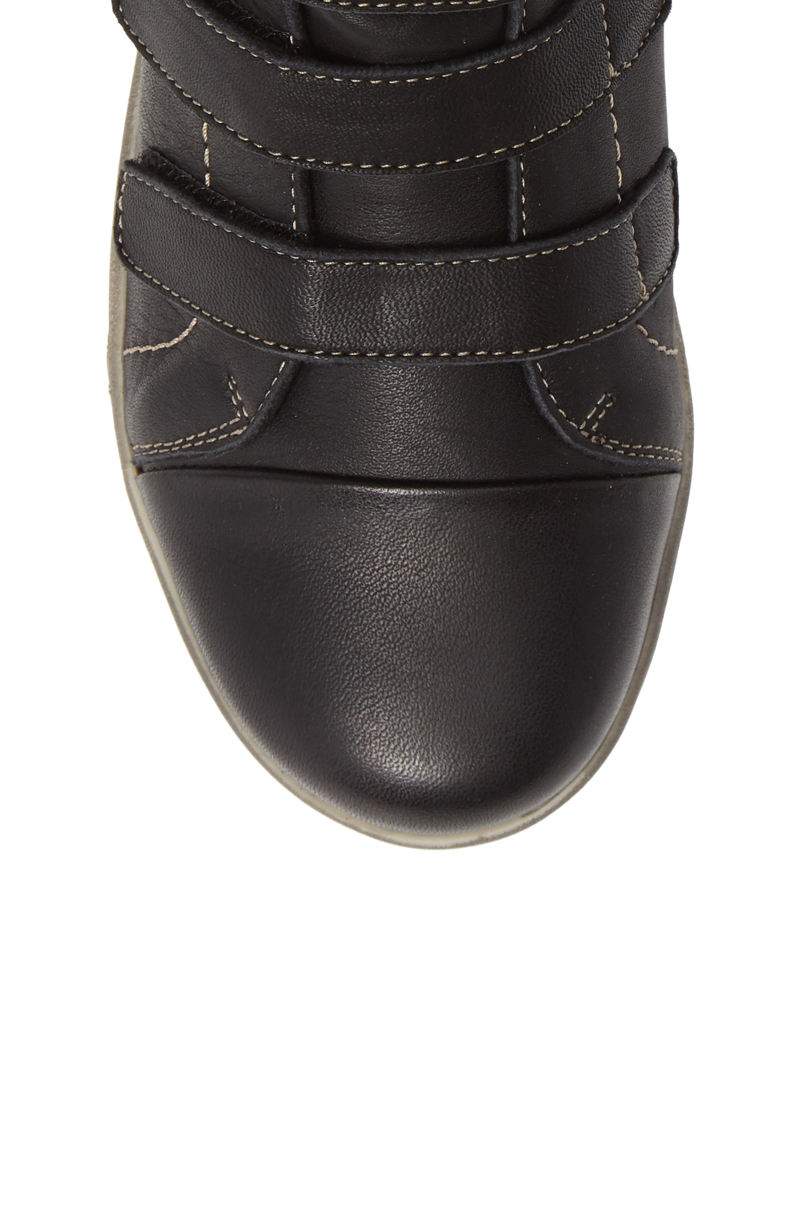 High Top Sneaker, Alternate, color, BLACK LEATHER