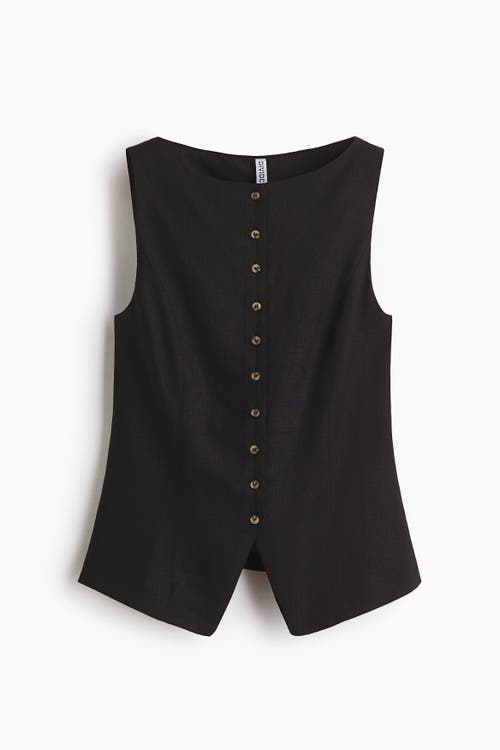 H&m Linen-blend Waistcoat In Black