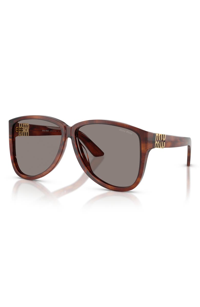Miu Miu 61mm Pilot Sunglasses, Alternate, color, Striped Tobacco/ Dark Grey