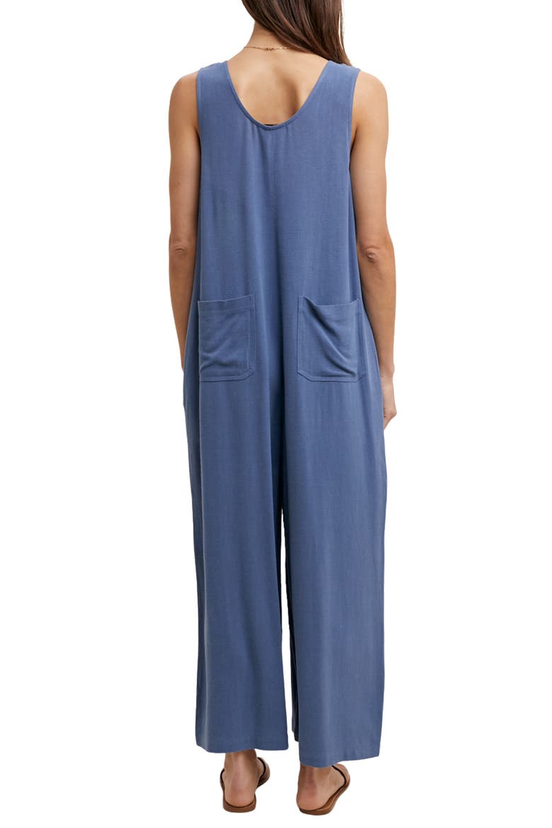 Button Front Sleeveless Jumpsuit, Alternate, color, BLUE