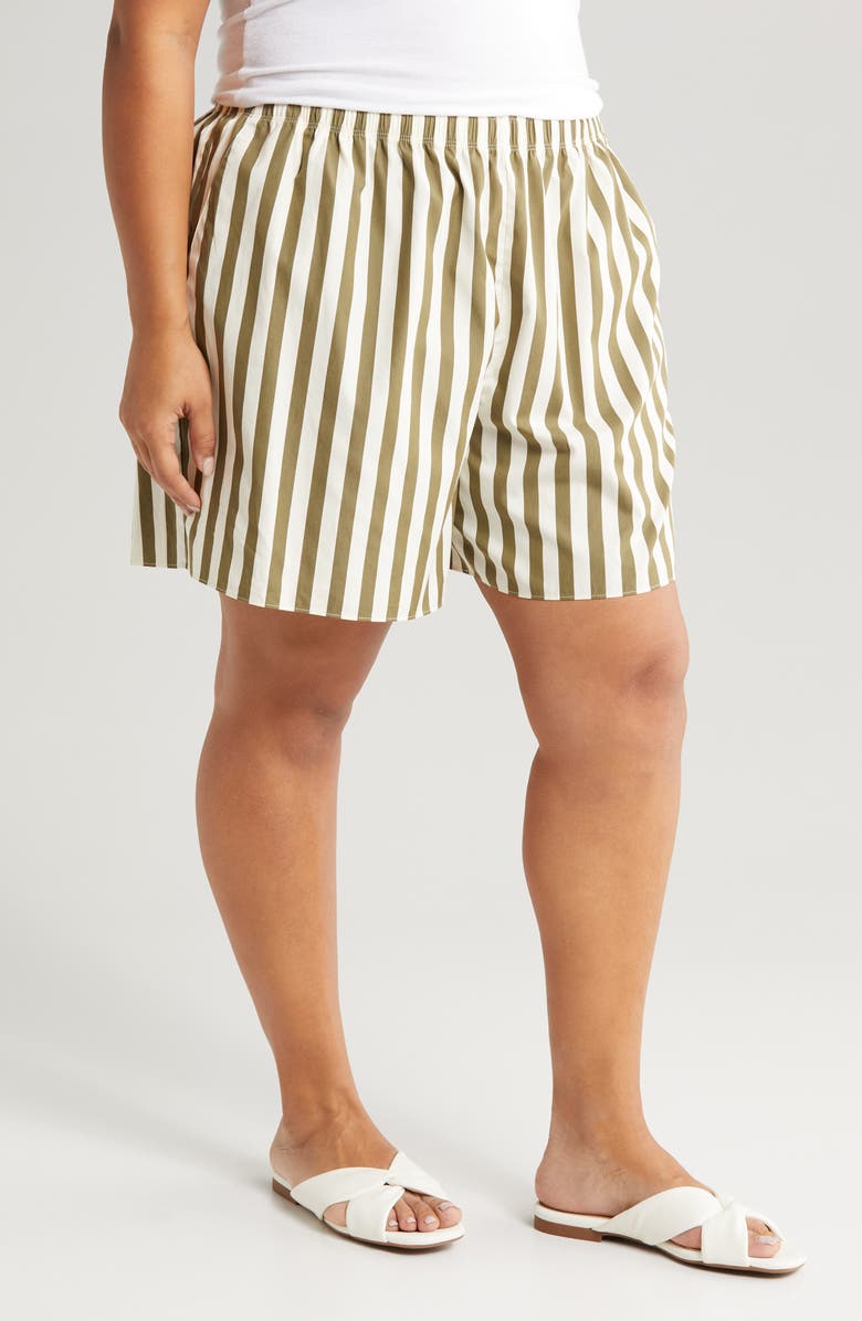 Nordstrom Stripe Pull-On Cotton Shorts, Alternate, color, 