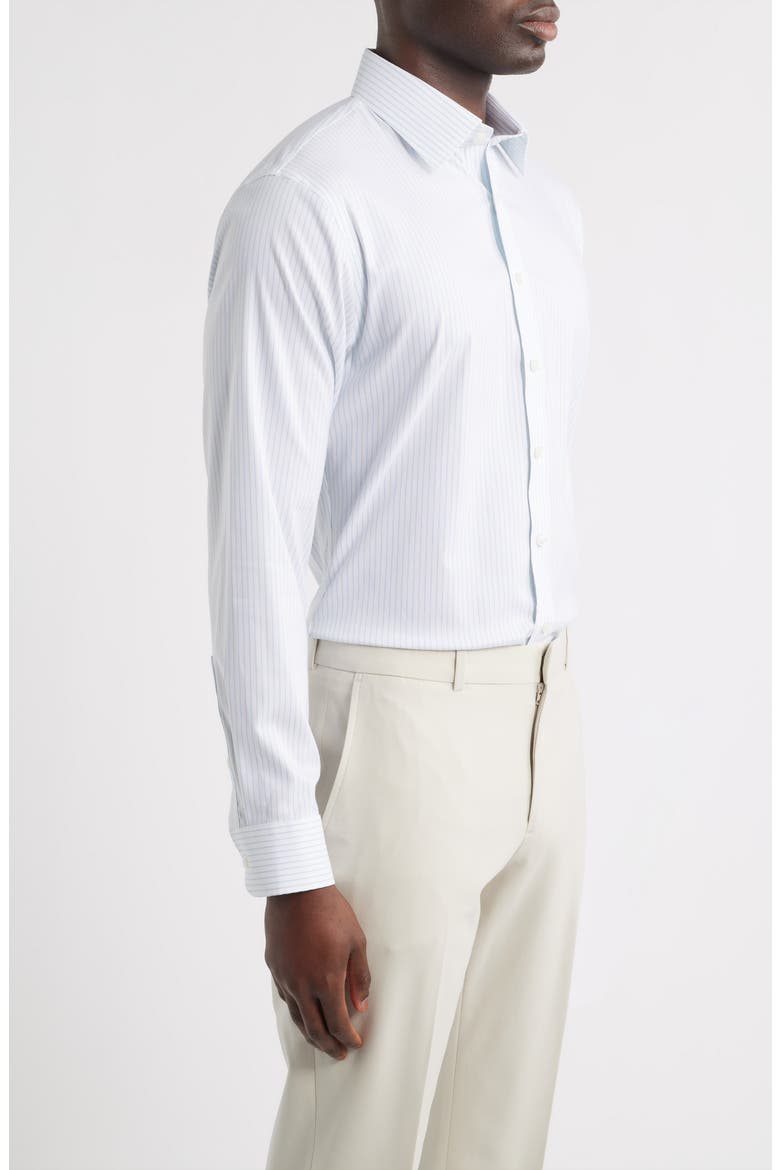 Trim Fit Premium Performance Dress Shirt, Alternate, color, BLUE IVORIS STRIPE