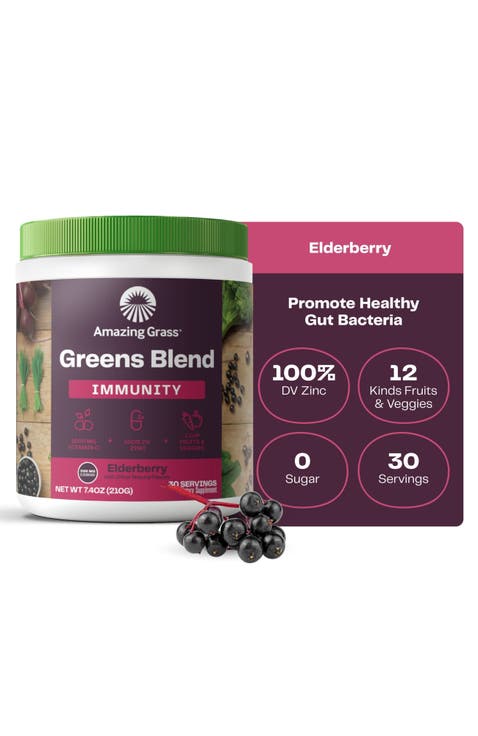 Greens Blend Immunity Powder Elderberry Superfood Supplement 7.4 oz