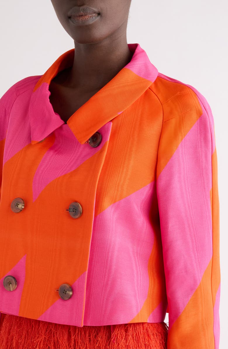 Dries Van Noten Vipa Broken Stripe Crop Moiré Jacket, Alternate, color, Fuchsia