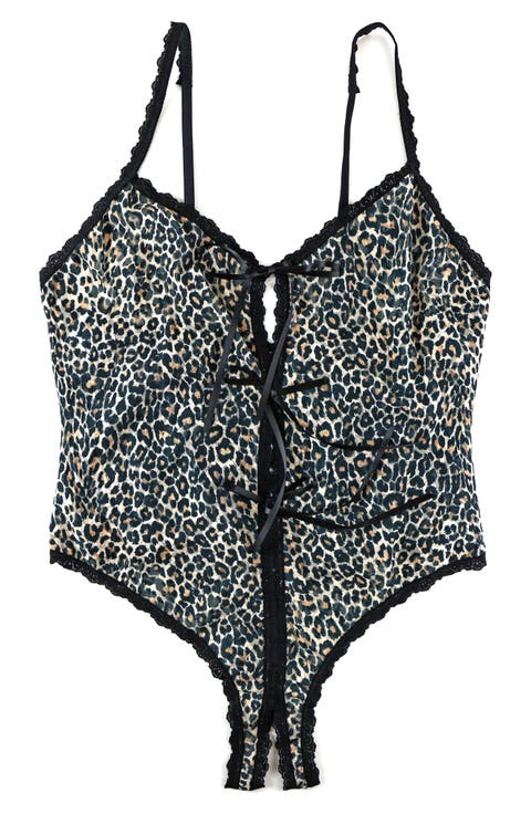 Classic Leopard Open Gusset Teddy (Plus Size)