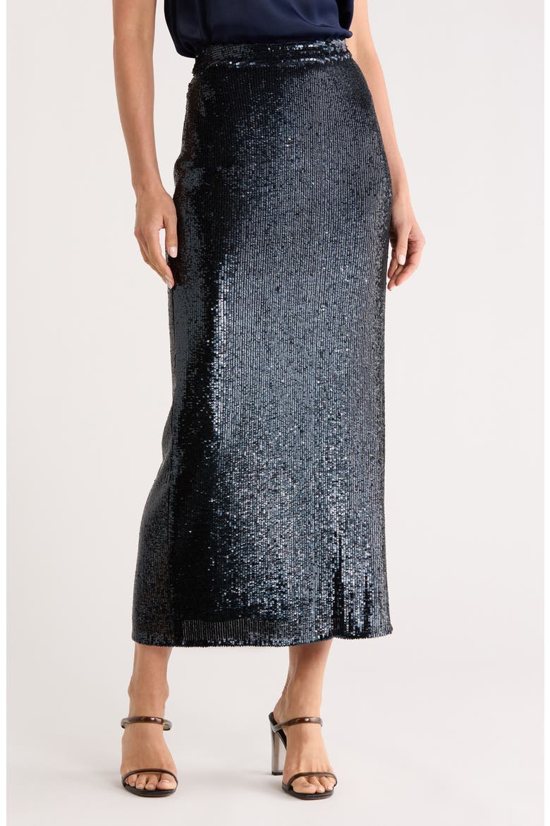 Gwyneth Sequin Midi Skirt, Main, color, MIDNIGHT