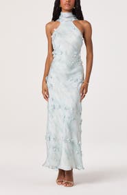 ASTR the Label Ashley Floral Appliqué High Neck Slipdress