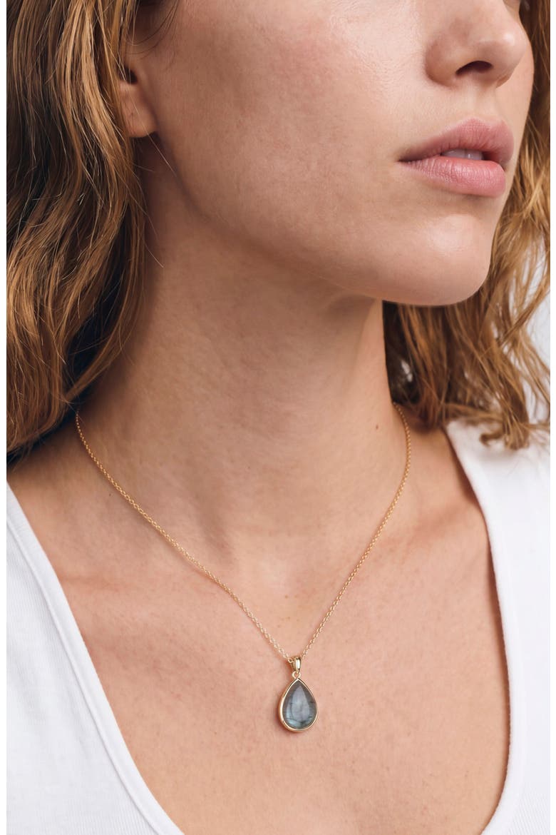14k Gold Plated Labradorite Pendant Necklace, Alternate, color, GREEN/ GOLD