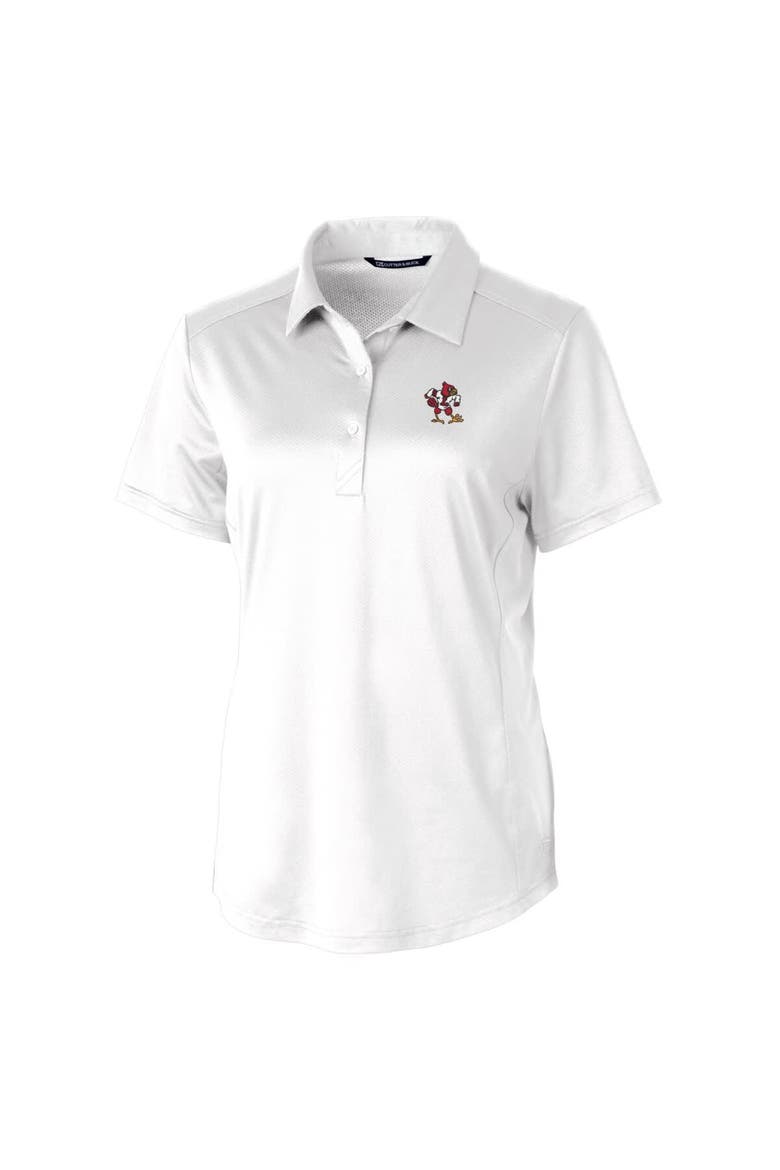 Women's Cutter & Buck White Louisville Cardinals Vault Prospect Textured Stretch Polo, Alternate, color, White