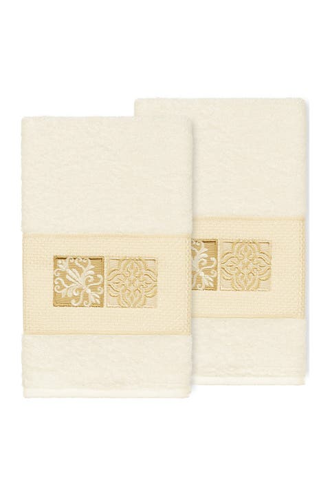 Vivian Embellished Hand Towel - Set of 2 - Cream