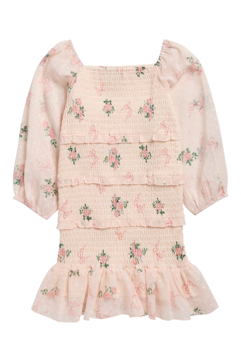 Kids' Smocked Long Sleeve Dress, Main, color, BLUSH
