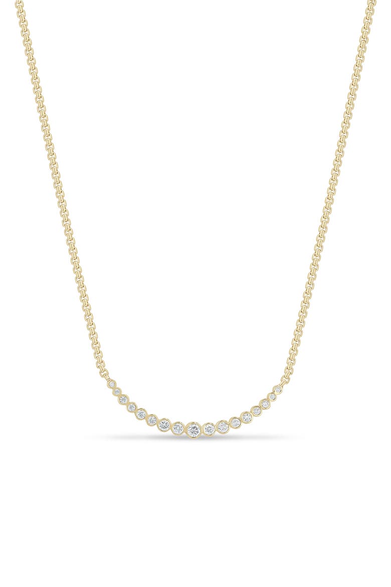 14K Gold Graduated Bezel Diamond Necklace, Main, color, 14K YELLOW GOLD