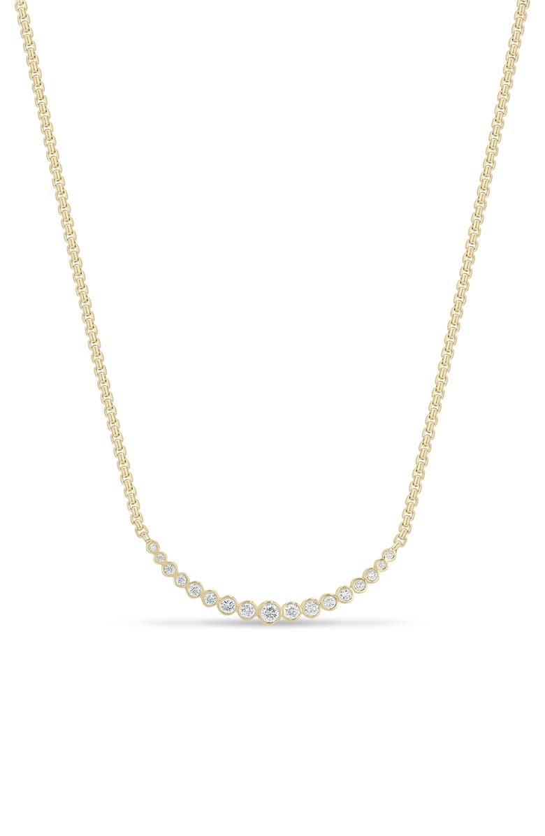 Zoë Chicco 14K Gold Graduated Bezel Diamond Necklace, Main, color, 14K Yellow Gold