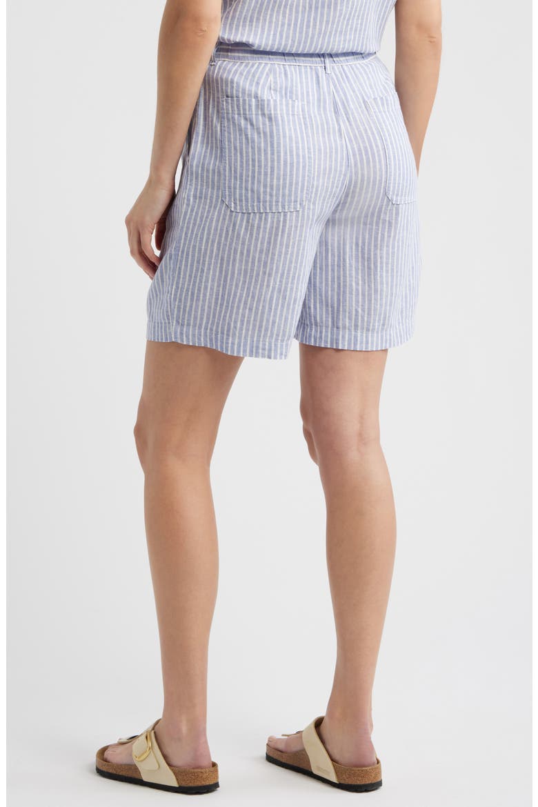 Relaxed Linen Blend Bermuda Shorts, Alternate, color, BLUE- IVORY PENNY STRIPE