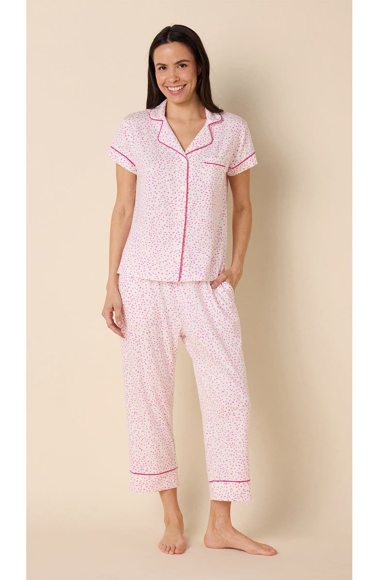 The Cat's Pajamas Pima Knit Capri Set Novelty, Main, color, Confetti Dot Orchid