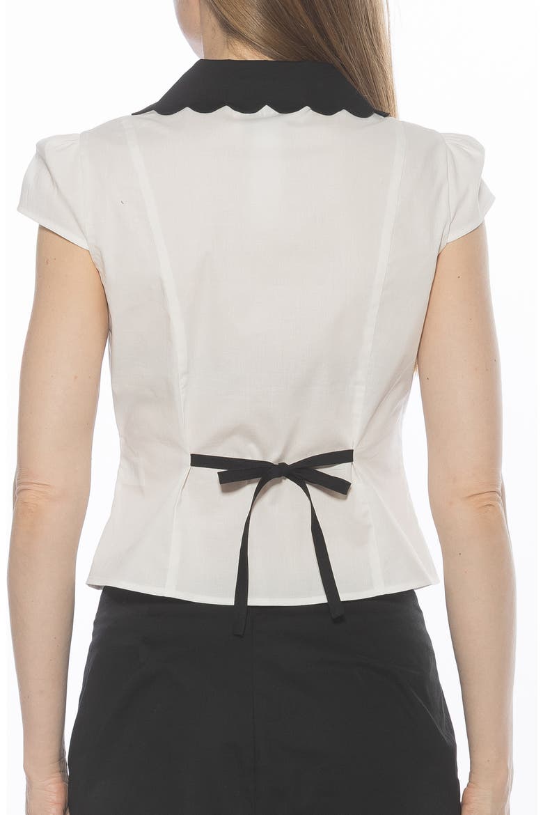 Gulianna Scallop Collar Button-Up Top, Alternate, color, IVORY/ BLACK
