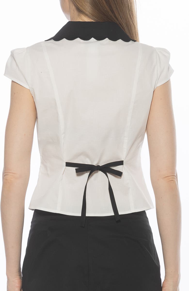 Alexia Admor Gulianna Scallop Collar Button-Up Top, Alternate, color, Ivory/ Black