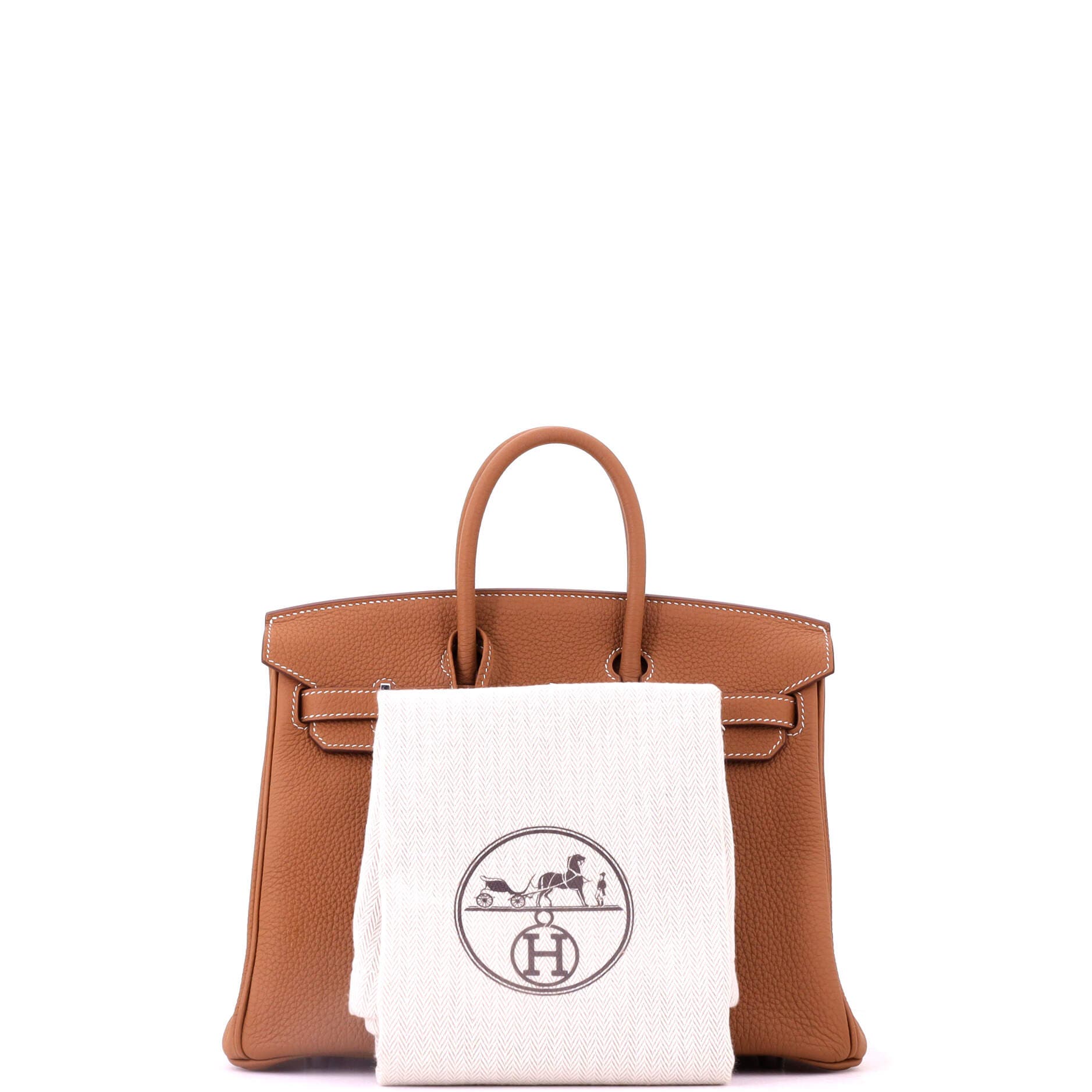Birkin Handbag Brown Togo with Palladium Hardware 25, Alternate, color, Gold