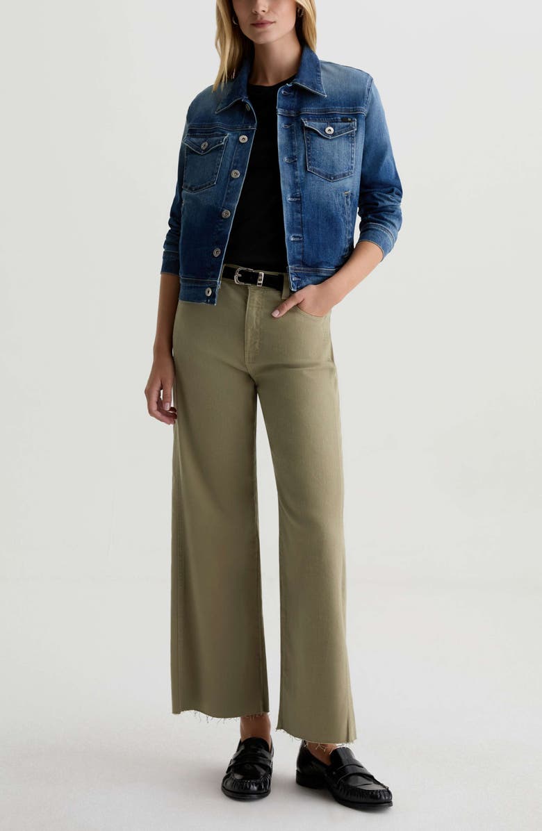 AG Saige Raw Hem Paneled Ankle Wide Leg Jeans, Alternate, color, Dusty Sage