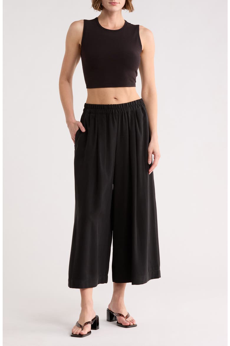 Brushed Twill Culottes, Main, color, BLACK