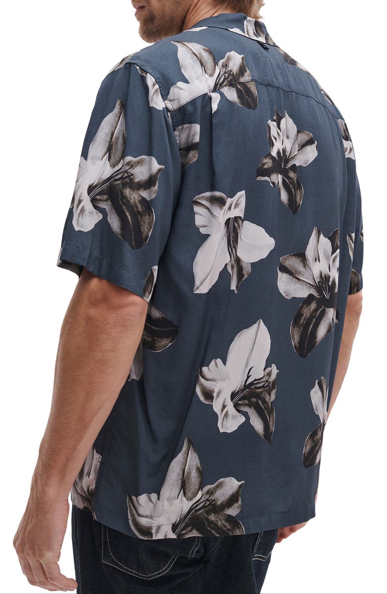 rag & bone Avery Floral Camp Shirt, Alternate, color, Navy