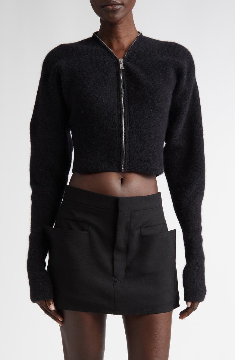 Rick Owens Zip Detail Crop Alpaca Blend Cardigan, Alternate, color,