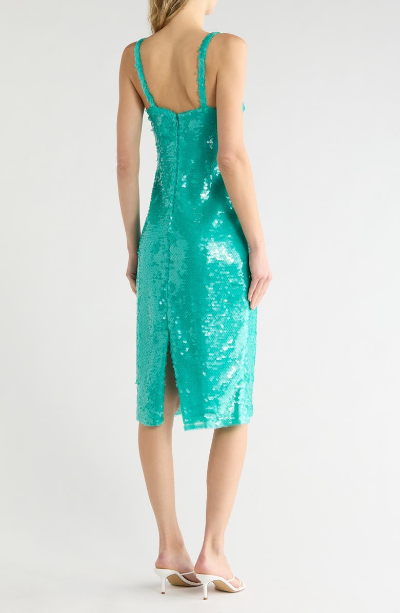 L'AGENCE Gabin Sequin Midi Dress, Alternate, color, Bright Jade