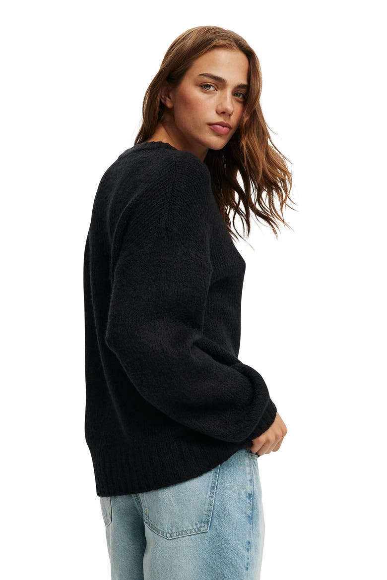 Women's Luxe Crew Sweater, Alternate, color, Black