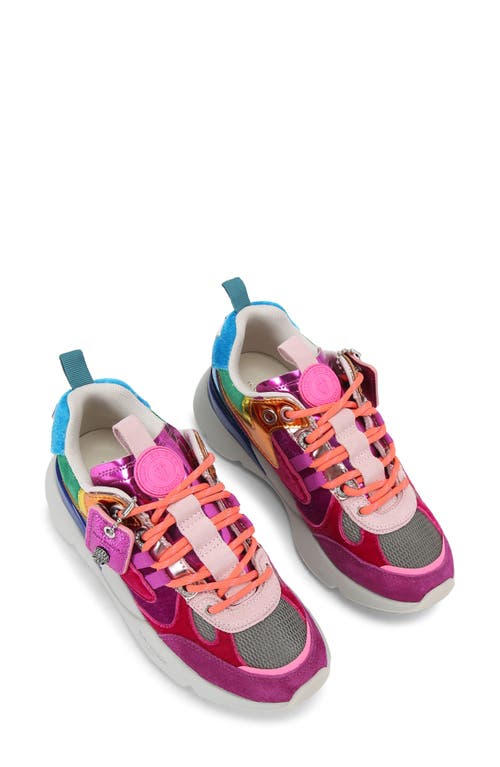 Kurt Geiger Kurt Runner Metallic-patch Sneakers In Pink