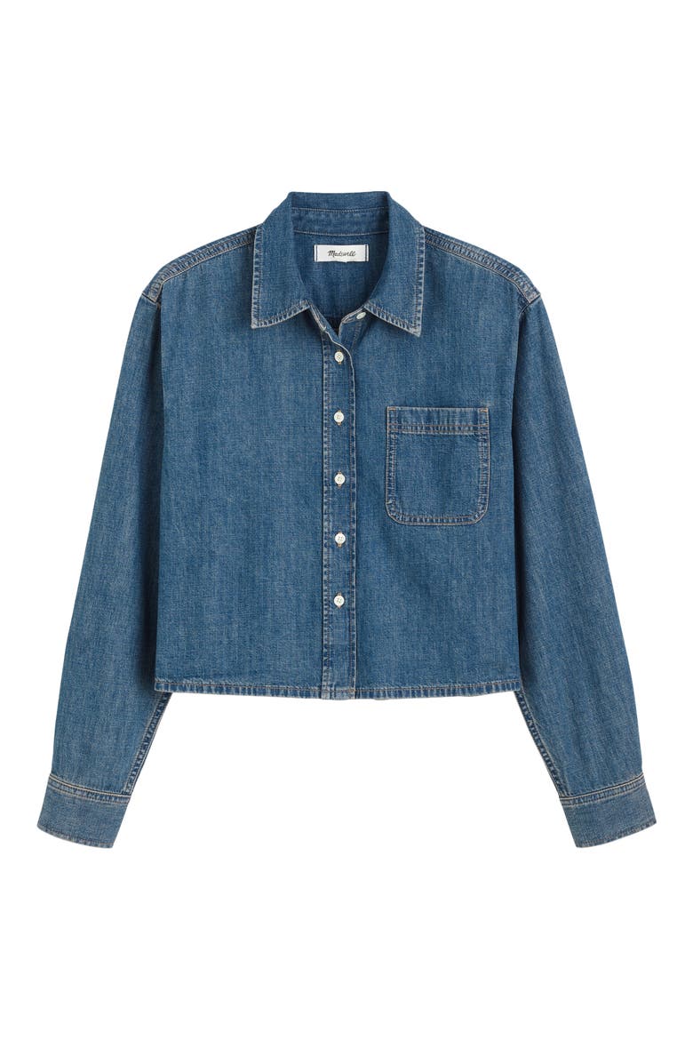 Oversize Denim Button-Up Shirt, Alternate, color, ANCHOR BLUE