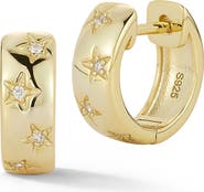 GLAZE JEWELRY Bold Star Cubic Zirconia Huggie Hoop Earrings
