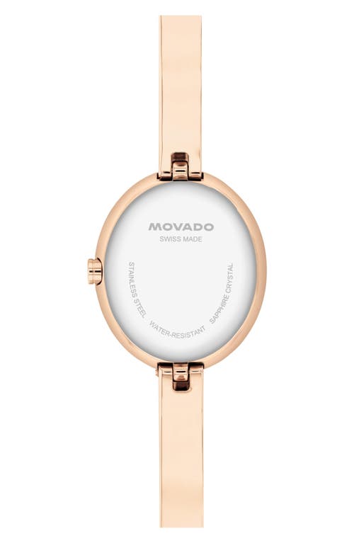 Movado Women's Museum Oval Bangle Swiss Quartz Rose Pvd Watch, 22 X 26mm In Pink
