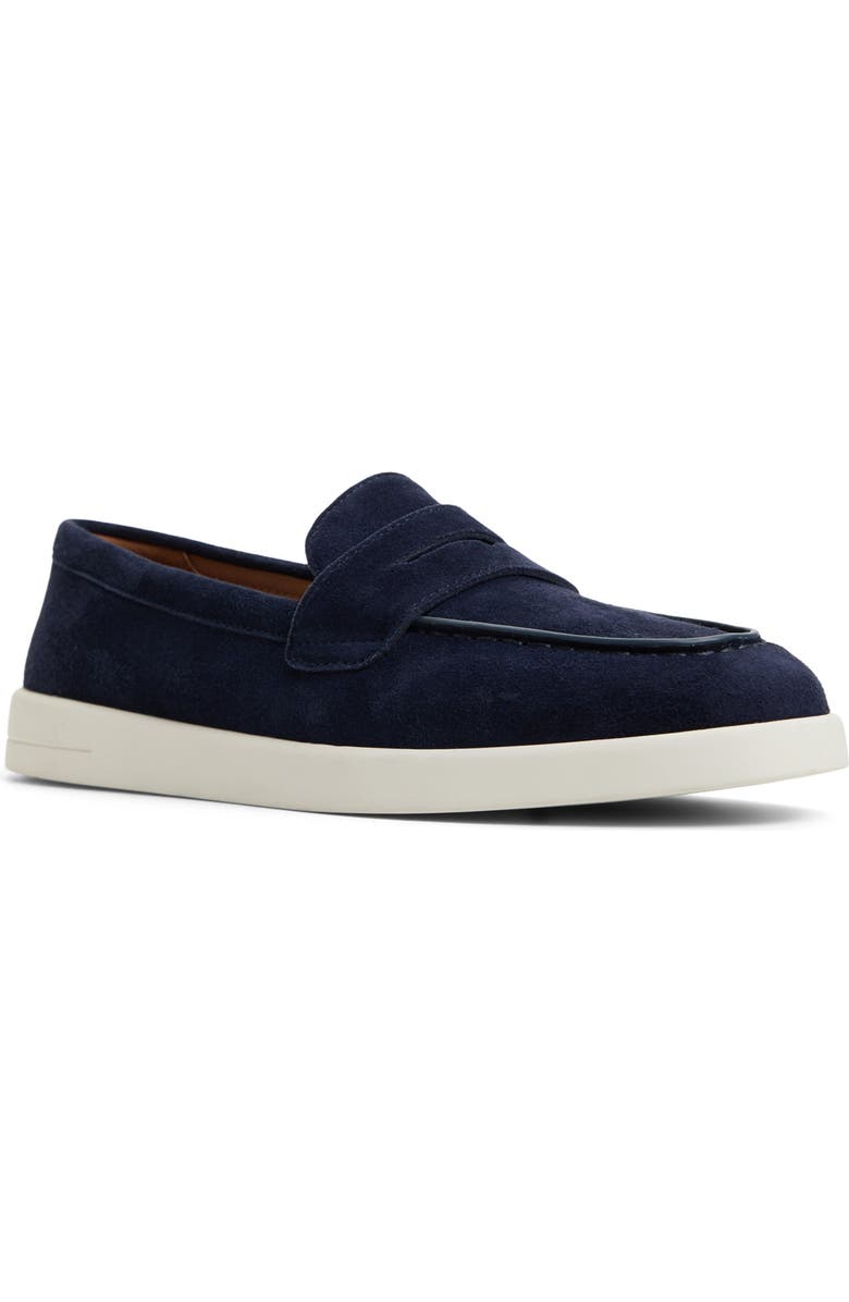 Sperry Wedge Penny Loafer, Main, color, Navy Leather Suede