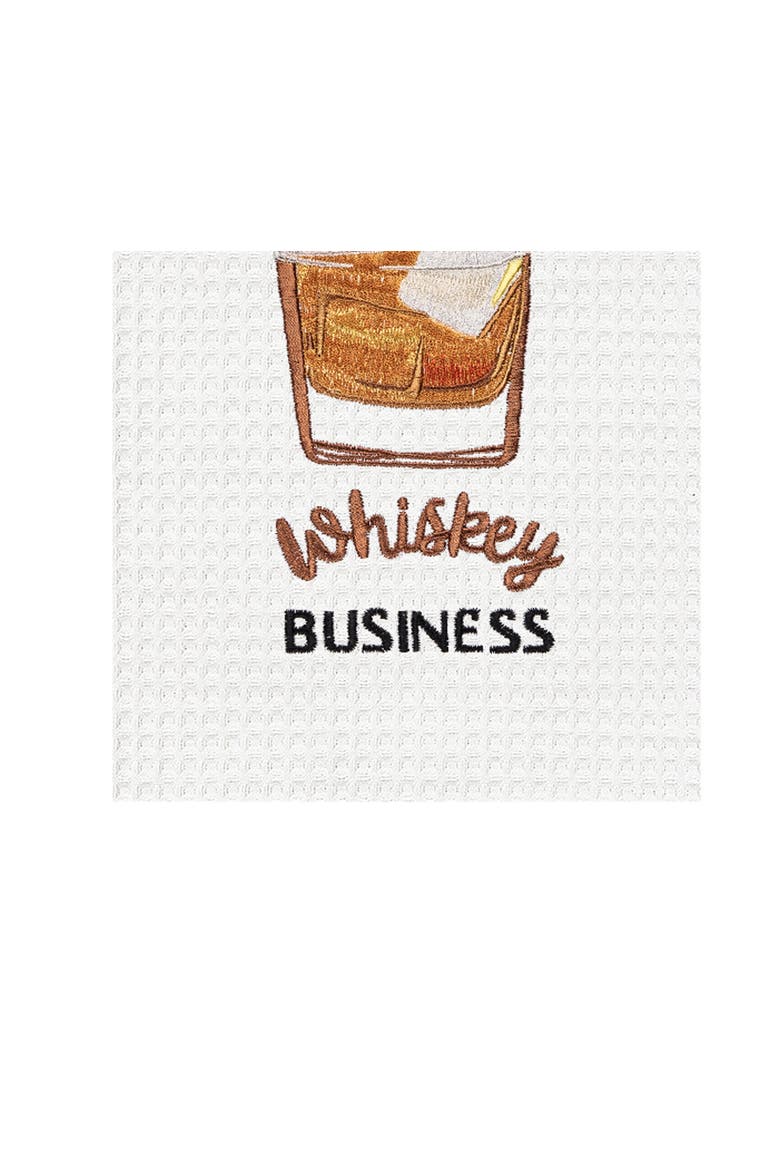 "Whiskey Business" Waffle Weave Dishtowel, Alternate, color, Brown