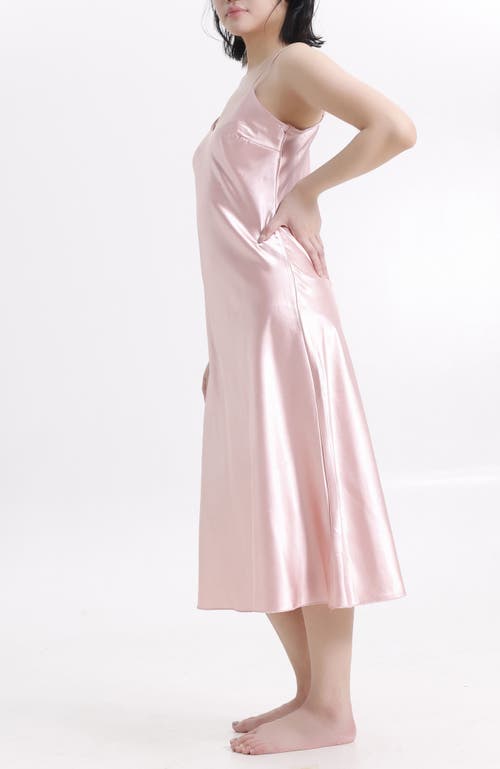 Lechery ® Lustrous Silky Shiny Satin Slip Dress In Pink