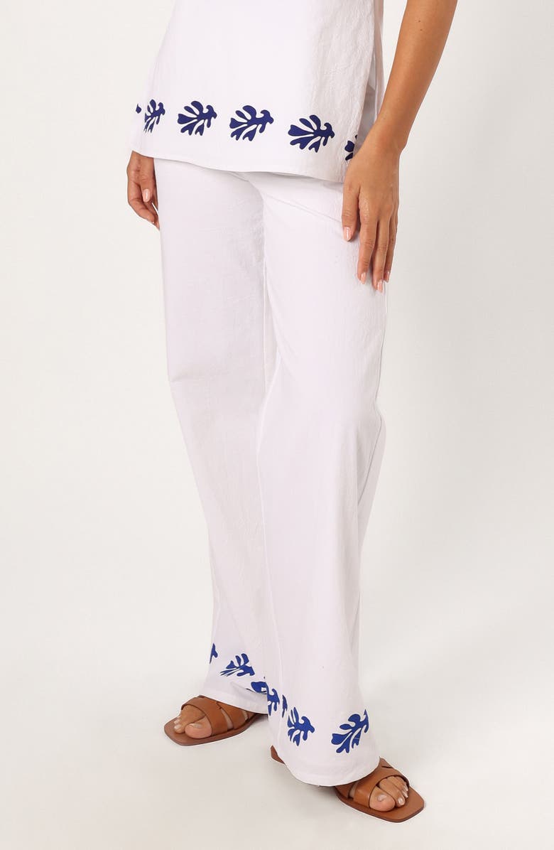 Petal & Pup Amalia Linen Drawstring Pants, Alternate, color, White Blue