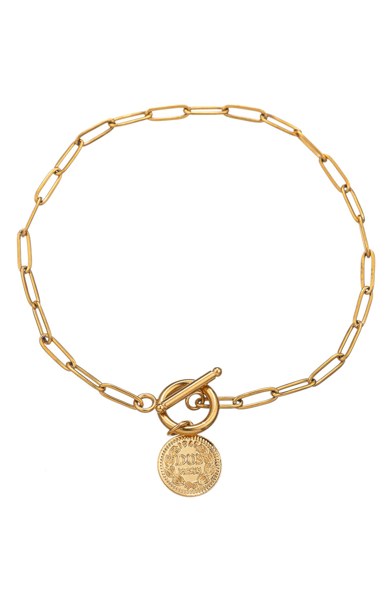 Victoria Paperclip Coin Pendant Necklace