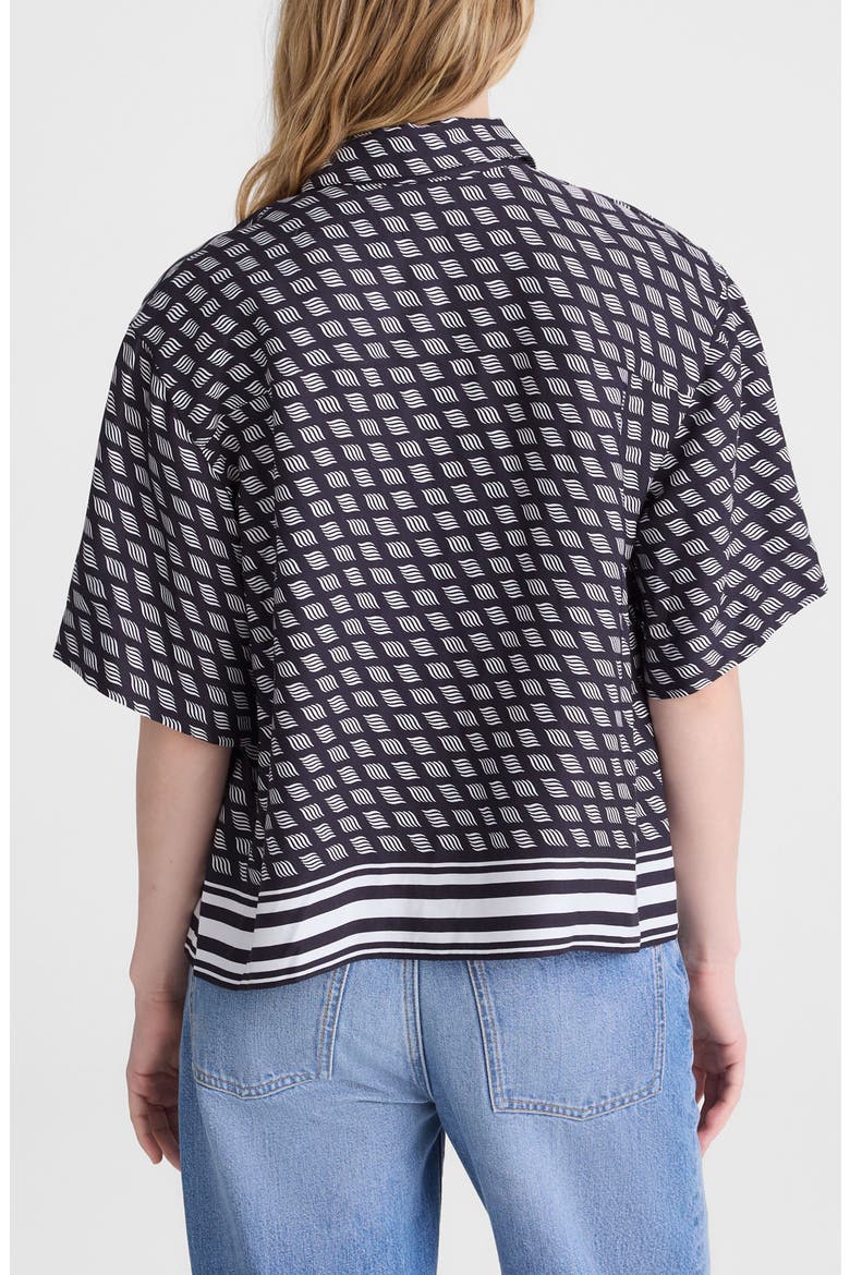 Geometric Boxy Button-Up Shirt, Alternate, color, CLASSIC NAVY