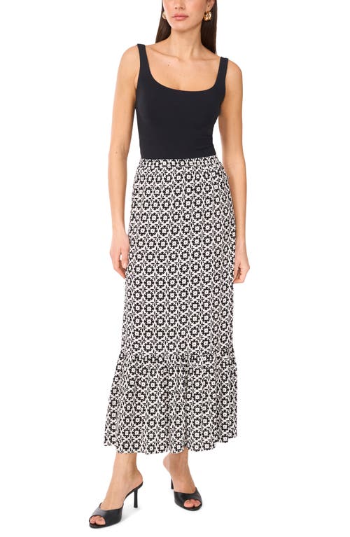 Vince Camuto Foulard Print Tiered Midi Skirt In New Ivory