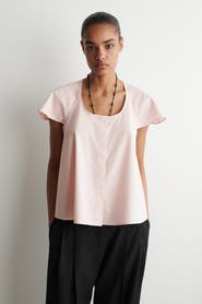 COS Fluted-sleeve Cotton Blouse