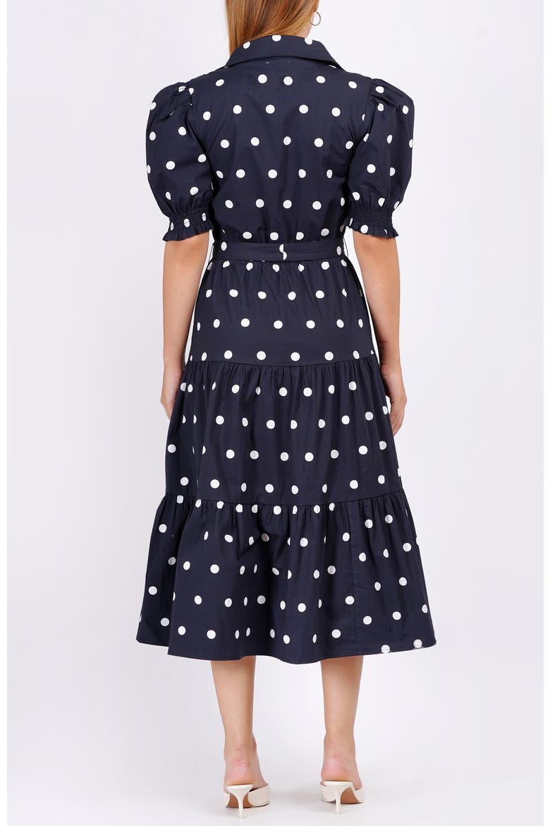 Octavia Puff Sleeve Shirt Dress, Alternate, color, Small Polka Black White