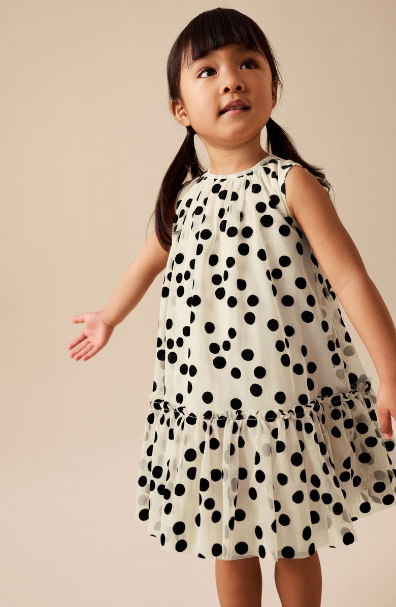 NEXT Kids' Polka Dot Mesh Dress, Alternate, color, White Multi