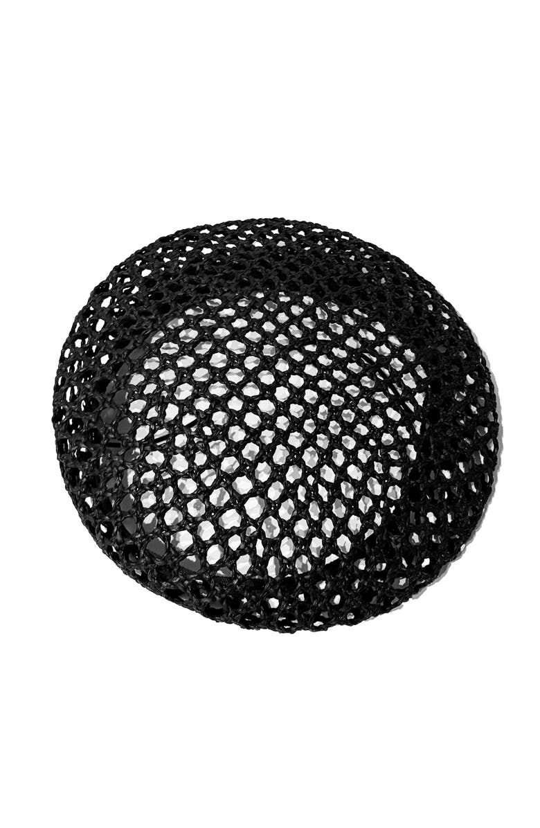 Binata Millinery Bini Mesh Straw Beret, Alternate, color, Black