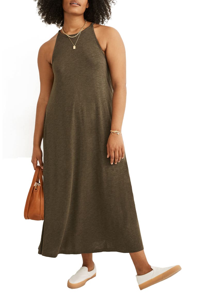 Knit Cami Dress, Main, color, HEATHER DRIED OLIVE